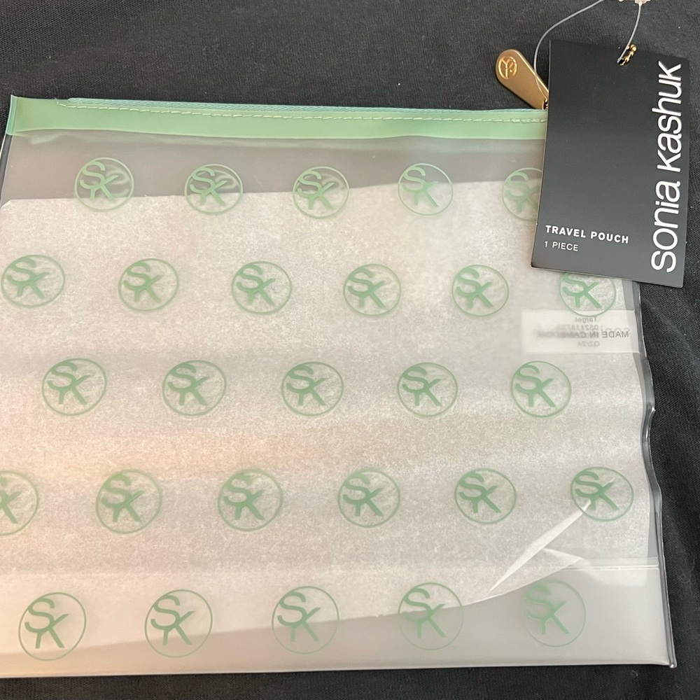 Sonia Kashuk Clear Pouch with Mint Green Design